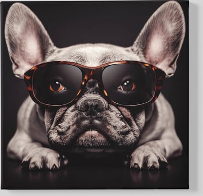 Canvas Schilderij - Dieren - Bulldog Met Bril - Vierkant - 40x40x2 cm