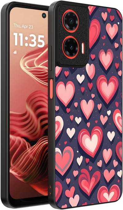 Smartphonica Telefoonhoesje Geschikt voor Motorola Moto G35 met Hartjes Opdruk - TPU Backcover Case With Heart Design geschikt voor Motorola Moto G35