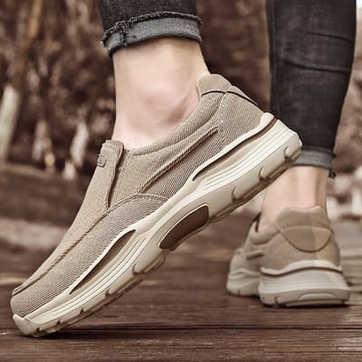 Heren Casual Schoenen Canvas Ademend Casual Schoenen Heren Comfortabele Outdoor Casual Schoenen Klassieke Loafers Heren Sportschoenen 44 kaki