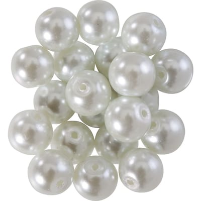 Glazen waskralen, Ø 10 mm, 20 stuks - Wit
