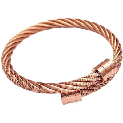YUZZ 2023 Nieuwe Populaire Twist Draad Manchet Armbanden Stretch Roestvrij Staal Kabel Armbanden voor Vrouwen Mannen Gouden Kleur Punk Sieraden Cadeau brown