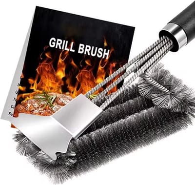 LotaHome - BBQ Borstel met Schraper - BBQ Schoonmaakborstel - 2 in 1 - Professionele Barbecue Staalborstel - Grill Borstel - BBQ Borstel - Grillreiniger - Barbecuereiniger - RVS - Zilver