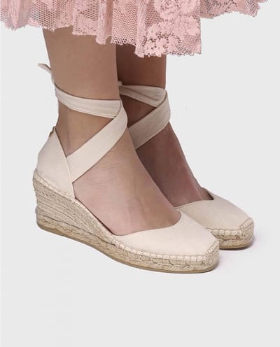 Espadrilles met sleehak en linten | JULIA