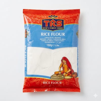 TRS Rijstmeel 1500g (1.5 kg) – Grootverpakking Glutenvrije Fijne Rijstbloem – Premium Kwaliteit Meel Ideaal voor Glutenvrij Bakken, Koken, Roti, Dosa en Traditionele Aziatische Gerechten Met Kajal Sticker