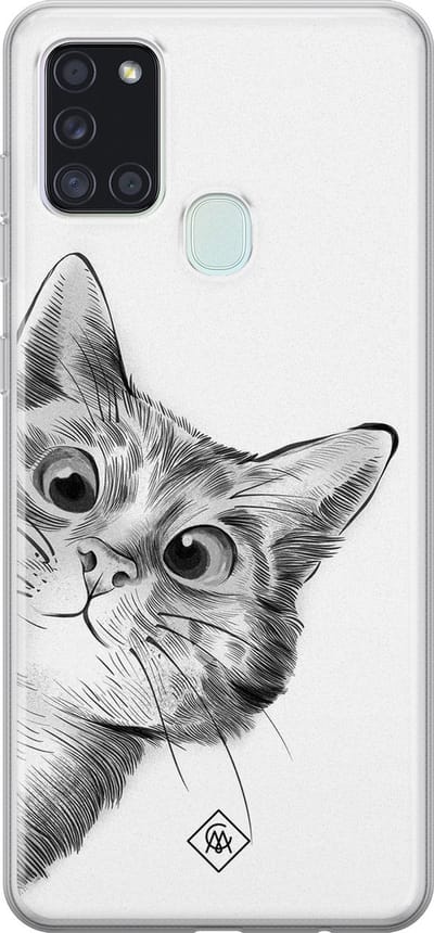 Casimoda® hoesje - Geschikt voor Samsung A21s - Peekaboo - Backcover - Siliconen/TPU - Groen