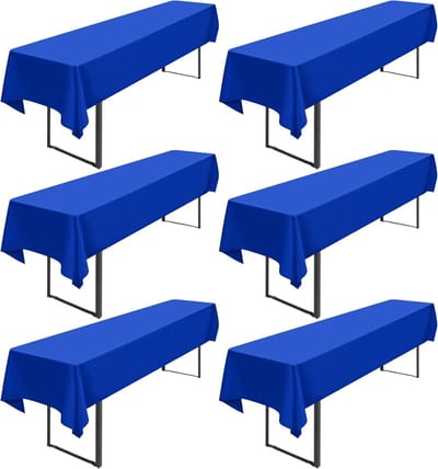 6x Koningsblauw Bierdekkleed Set 250x100 cm - Universele Feesttafelhoes Wasbaar Polyester