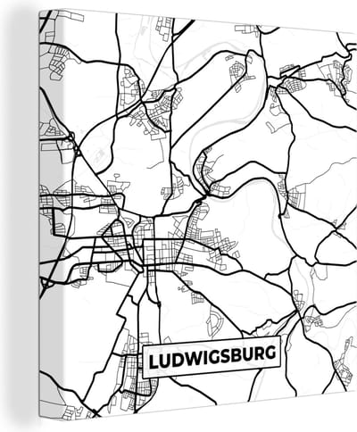 Canvas Schilderij Stadskaart - Ludwigsburg - Kaart - Plattegrond - 20x20 cm - Wanddecoratie