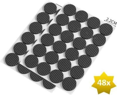 FSW-Products - Zelfklevend meubelvilt - Meubelonderzetters - Plakvilt - Anti-kras - Vloerbescherming - Meubelonderzetter - Deurstopper - Buffer - 48 Stuks / Rond / 2.2cm dia / Rubber