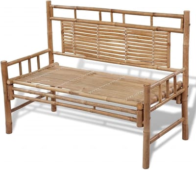 Tuinbank Bamboe - Buitenmeubel Loungebank - Ontspannen Buiten - Natuurlijk Materiaal - 120 cm - Natuurlijk