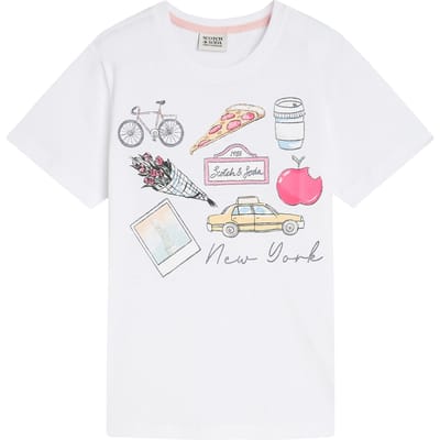 Scotch & Soda Girls New York Graphic Tee Bright White Taglia: S | T-shirt Outlet | kids | Bianco