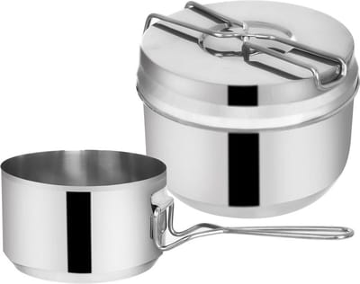 Camping Kookgerei Kit Edelstaal 1,5 l, 900 ml 3 delig - Outdoor Servies Set - Wandelen - Scouting - Militaire Kookset