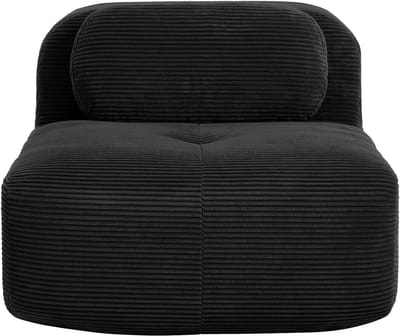 1-zits Modulaire Bank Zonder Armleuning - Zwarte Corduroy Sofa met Kussen - Zachte Loungezetel - Moderne Woonkamerbank