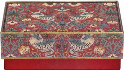 Klassiek Bewaarblikje Vogels - Rood - 11 cm - Rechthoekig - Botanisch Vogel Design - Nostalgisch Cadeaublik & Voorraadblik