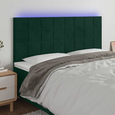 vidaXL - Hoofdbord - LED - 200x5x118/128 - cm - fluweel - donkergroen