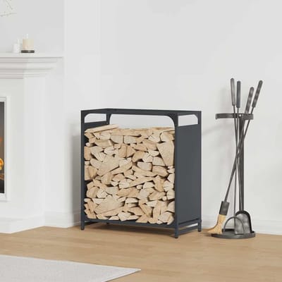 Houtrek Staal - Houtopslag Haardhout - Haardhout Opslaan - Verbeterde Luchtcirculatie - 60x28x65 cm - Antraciet