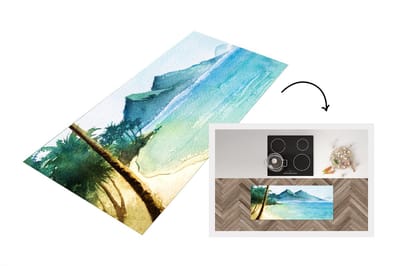 Keukenloper - Loper keuken - Zee - Palmboom - Berg - 120x50 cm - Keukenloper vinyl