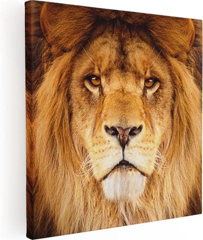 Artaza Canvas Schilderij Leeuw - 90x90 cm - Wanddecoratie Dierenkop - Muurdecoratie Dieren - Schilderijen Op Canvas