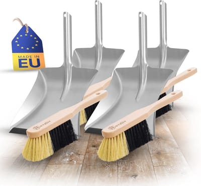 4x stoffer en blik set handborstel FIJNE KUNSTHAREN en stoffer en blik met rubberen lip gegalvaniseerde stoffer en blik bezem voor vegen handveegset stoffer en blik set stoffer en blik borstel en stoffer