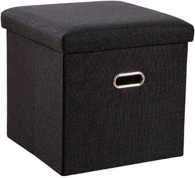 Opvouwbare Voetenbank - Linnen Kruk - Opbergen en Zitten - Grote Opbergruimte - 38x38x38 cm - Blauw