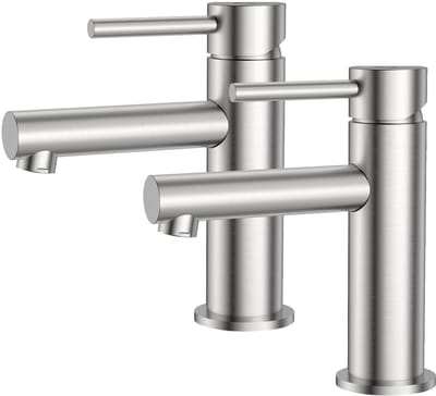 Cecipa Max Wastafelkraan - 2 Stuks Badkamerkraan - Keukenkraan - Toiletkraan - Mengkraan - Geborsteld RVS - Koud en Warm - Waterbesparende - 2PC
