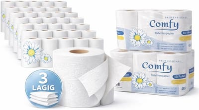Toiletpapier 3-laags - Zacht en absorberend - Dagelijks huishoudelijk gebruik - 100% pure cellulose - 64 rollen 150 vellen - Wit
