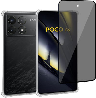 Geschikt voor POCO F6 Pro - Hoesje + Privacy Screenprotector – Privé - Gehard Glas Cover