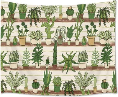 Ulticool - Planten in Plantenpotten Cactus Plant Natuur - Wandkleed  Poster - 200x150 cm - Groot wandtapijt -  Tuinposter Tapestry - Schilderij Decoratie Tuin Versiering Accessoire voor zowel buiten als Muurdecoratie in woonkamer
