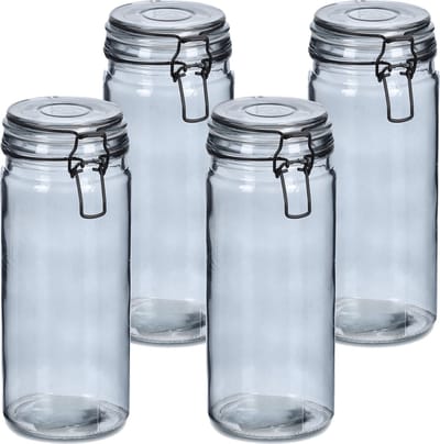 Zeller Weckpotten/inmaakpotten - 4x - 1L - glas - met beugelsluiting - D10 x H20 cm