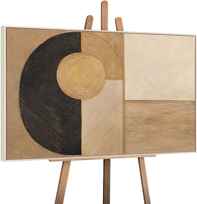 Canvas schilderij 120x80 cm handgeschilderd vorm en textuur – YS-Art Gallery – Lijst: Beige – Luxe wanddecoratie