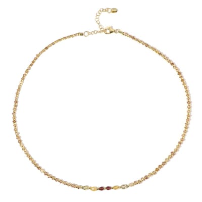 Cavill - Zilveren Halsketting - 925 Sterling Zilver Verguld - Kanariegele Zirkon 19 68 ct, Cognackleurige Zirkon 4 79 ct - Elegante Ketting 45 50 cm