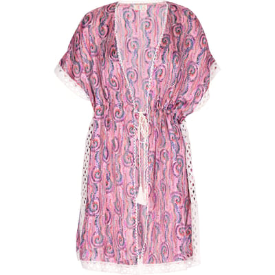 IZIA Kimono Dames Roze Veelkleurig