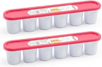 PlasticForte Grote ijsblokjes/ijsklontjes vormen - 2x - met deksel - fuchsia roze - 30 x 6 cm - XXL