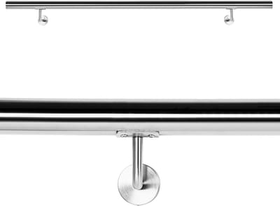 Trapleuning Reling - Trap Houder - Veilig Traplopen - Geborsteld V2A-staal - 160 cm Lengte - Zilverkleurig