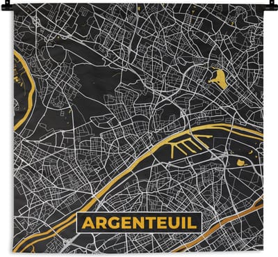Wandkleed - Wanddoek - Frankrijk – Plattegrond – Kaart – Argenteuil – Stadskaart - 180x180 cm - Wandtapijt