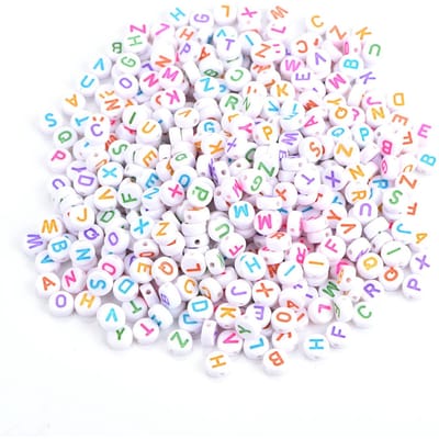 500 Stuks 7 Kleuren Acryl Letterkralen A-Z Ronde Alfabetkralen voor DIY Armband Ketting