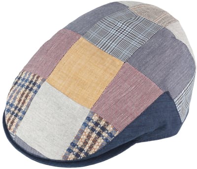 Flatcap Fiebig Patchwork met UV UPF50+ Filter blauw maat 61