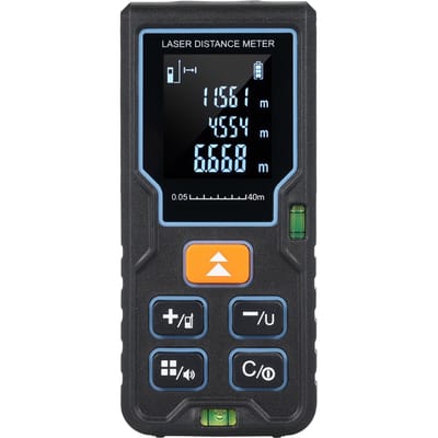 Mesure Laser 40m131ft télémètre Laser outil de mesure Laser Portable avec 2 niveaux à bulles 40M noir