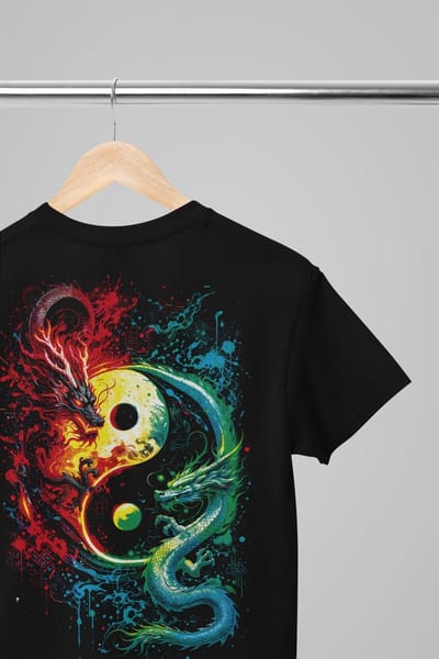 Oversized shirt - Master of worlds - Wurban Wear | Draak | Anime streetwear | Asian streetwear | Streetwear | Geisha | Techno outfit | Fantasy shirt | Gym shirt | y2k | Tattoo | Urban | Grote maten | Japanese mythology | Samurai | Zwart