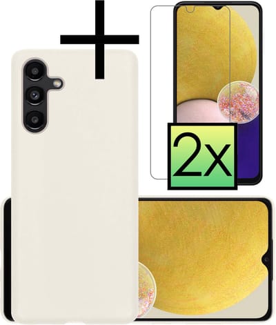 Hoesje - Met 2x Screenprotector - Geschikt voor Samsung Galaxy A13 5G - Sterk & Shockproof - Back Cover - Siliconen Case - Telefoon Hoes - Wit