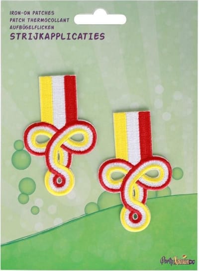 2 st. Applicaties brandenburgers oeteldonk rd/wt/gl 8 x 5 cm
