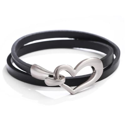Jomide Armband Hart Kunstleer - Zwart