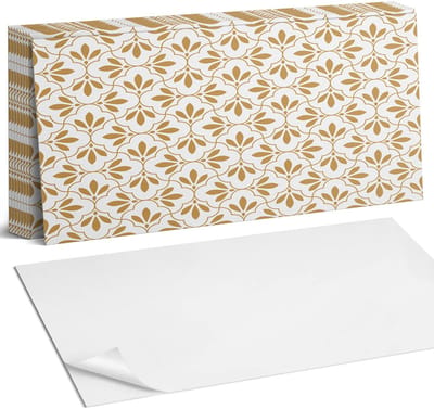 Coloray Plaktegels - Elegant plantenpatroon Zelfklevende Wandtegels - 40 cm x 20 cm - Beige Plaktegels - 10 stuks - Rechthoek PVC Tegels - Plaktegels Badkamer - Vloertegels Zelfklevend - Vinyl Tegels - Portugese Tegels