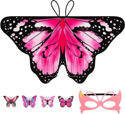 Betoverende Vlinder Fairy Wings Set voor Kinderen met Masker, Haarspeldjes en Prinsessen Cape - Perfect voor Feestjes en Verkleedpartijen