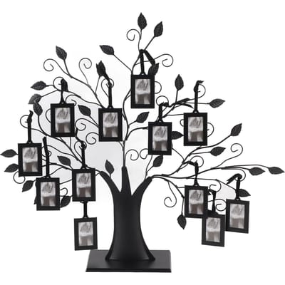 Modieuze familiefotolijst displayboom met hangende fotolijsten woondecoratie M Large wit