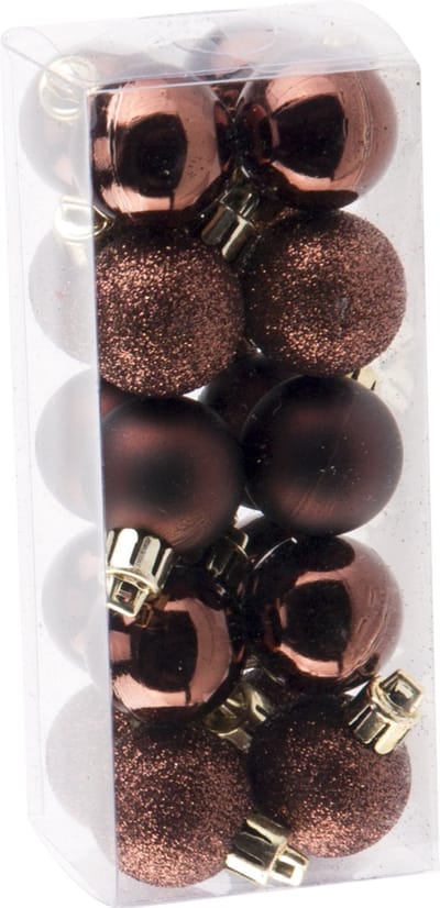 Cosy at Home kleine kerstballen - donkerbruin - 40x - 3 cm - kunststof