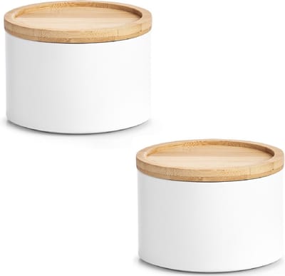 Zeller Voorraad blik - 3x - wit - metaal - 13 x 9,5 cm - 1,6L - snoeptrommels