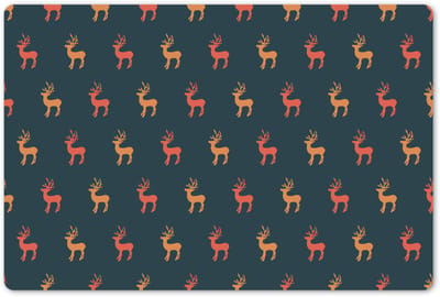 Placemats 45x30 cm - Placemat kunststof - 1 stuk - Patroon - Herten - Blauw - Borden onderleggers - Decoratie voor op tafel - Keuken tafeldecoratie accessoires - Vinyl onderlegger - Tafelversiering