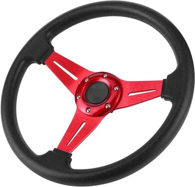 Dailygoods- Sportstuurwiel 350mm - Diepe Schotel - Universeel - Duurzaam - Slijtvast - Modieus Design - Comfortabel Gebruik - Racestuur