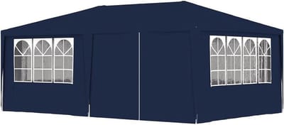 Partytent Met Wanden - Tuinpaviljoen Overkapping - Feestelijke Bijeenkomst - Waterdicht Uv-Bescherming - 4x6 Meter - Blauw