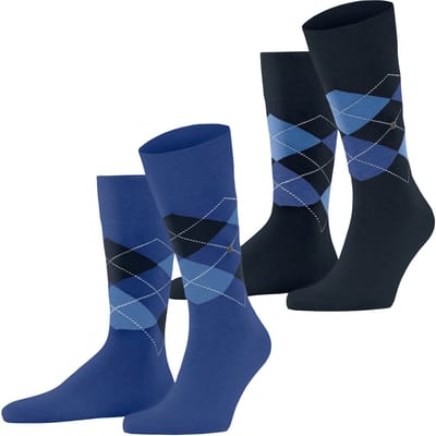 Burlington Everyday Argyle 2-Pack gedessineerd katoen sokken heren blauw - maat 40-46